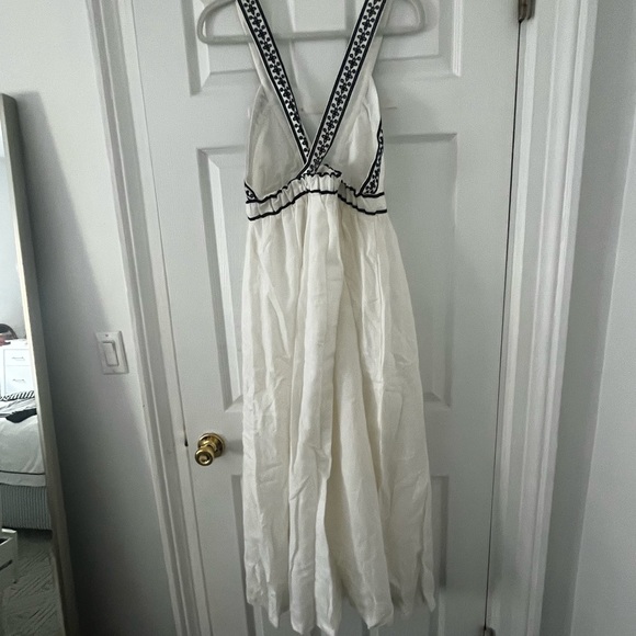 J. Crew Embroidered White Crossback Maxi Dress size L - Picture 3 of 6